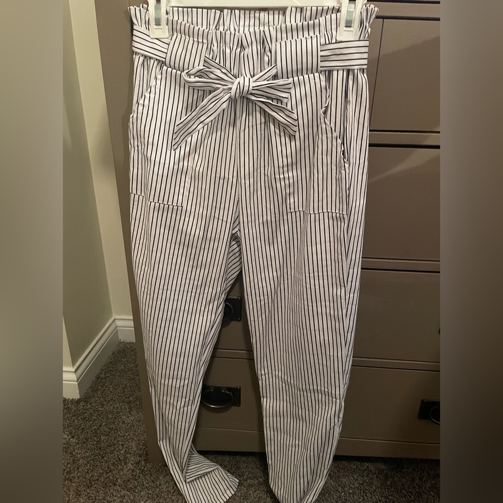 Stripped Paper bag pants